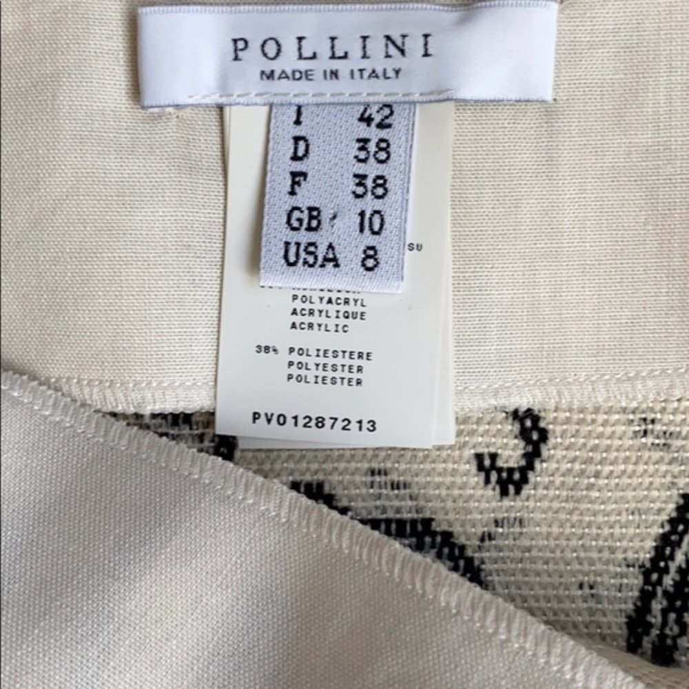 Pollini paisley print black jacquard skirt with glass beads at hem NWOT - Picture 8 of 15